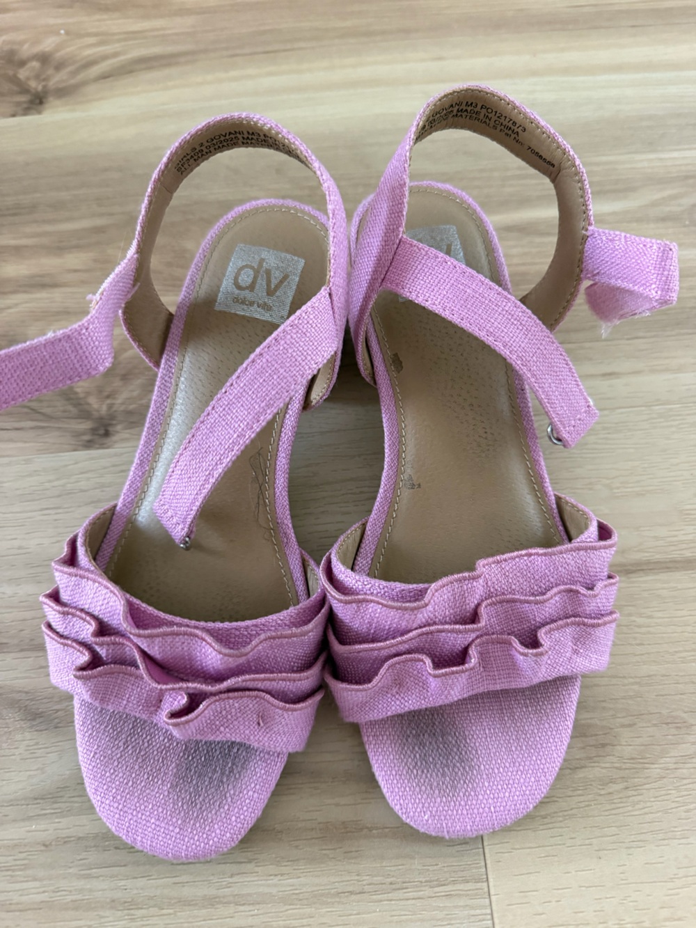 DV by Dolce Vita Pink Ruffle Wedge Sandals